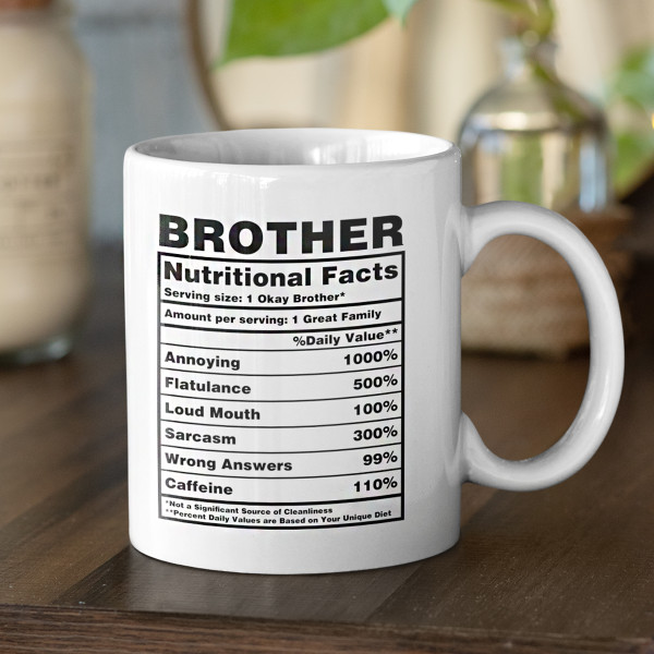 Puodelis "Brother Nutrition Facts" Puodelis "Brother Nutrition Facts"