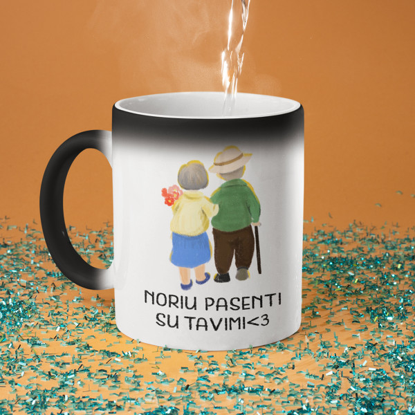 Puodelis "Pasenti kartu" Puodelis "Pasenti kartu"