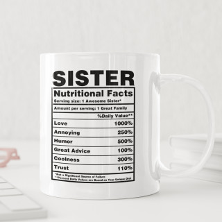 Puodelis "Sister Nutrition Facts"