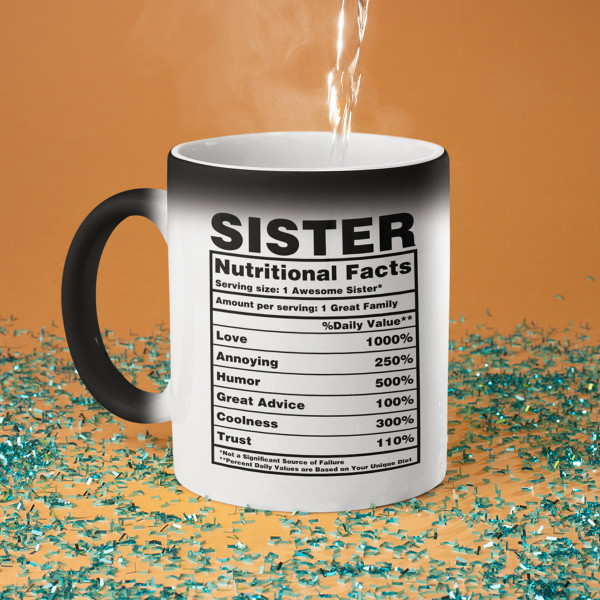 Puodelis "Sister Nutrition Facts" Puodelis "Sister Nutrition Facts"