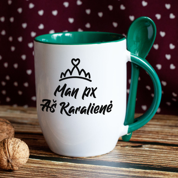 Puodelis su šaukšteliu "Aš karalienė" Puodelis su šaukšteliu "Aš karalienė"