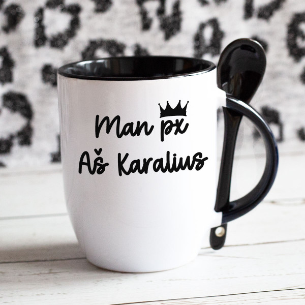 Puodelis su šaukšteliu "Aš karalius" Puodelis su šaukšteliu "Aš karalius"