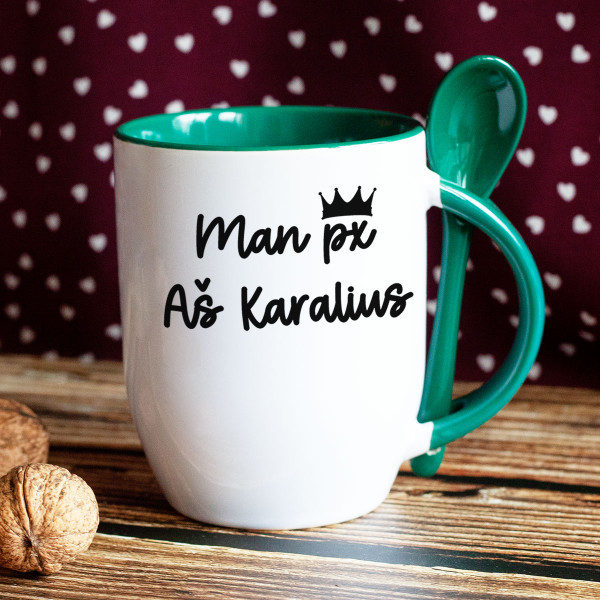 Puodelis su šaukšteliu "Aš karalius" Puodelis su šaukšteliu "Aš karalius"