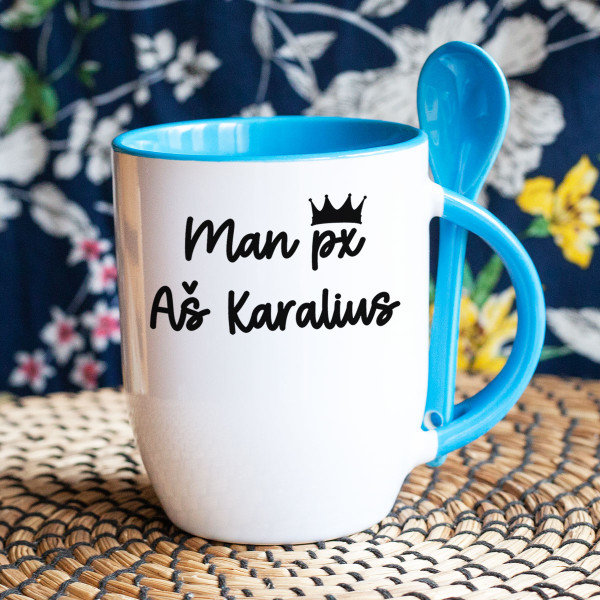 Puodelis su šaukšteliu "Aš karalius" Puodelis su šaukšteliu "Aš karalius"