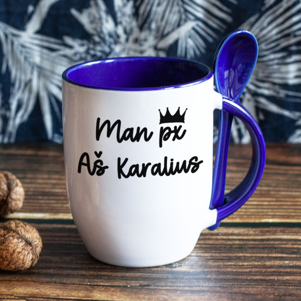 Puodelis su šaukšteliu "Aš karalius" Puodelis su šaukšteliu "Aš karalius"