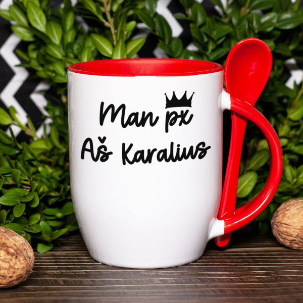 Puodelis su šaukšteliu "Aš karalius" Puodelis su šaukšteliu "Aš karalius"