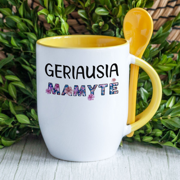Puodelis su šaukšteliu "Geriausia mamytė" Puodelis su šaukšteliu "Geriausia mamytė"