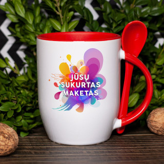 Puodelis su šaukšteliu ir Jūsų sukurtu dizainu