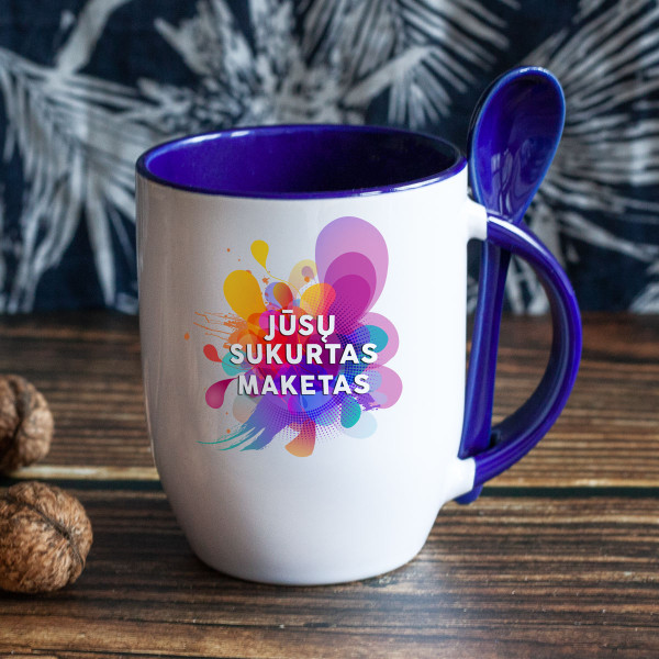 Puodelis su šaukšteliu ir Jūsų sukurtu dizainu Puodelis su šaukšteliu ir Jūsų sukurtu dizainu