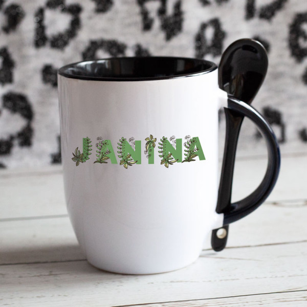 Puodelis su šaukšteliu "Janina" Puodelis su šaukšteliu "Janina"