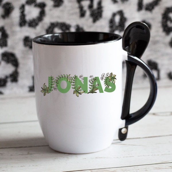 Puodelis su šaukšteliu "Jonas" Puodelis su šaukšteliu "Jonas"