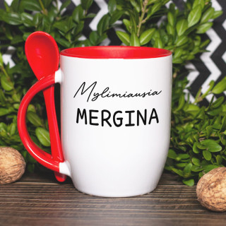Puodelis su šaukšteliu "Mylimiausia mergina"