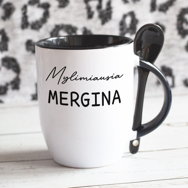 Puodelis su šaukšteliu "Mylimiausia mergina" Puodelis su šaukšteliu "Mylimiausia mergina"