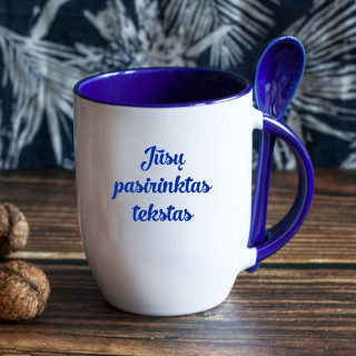 Puodelis su šaukšteliu ir Jūsų pasirinktu užrašu