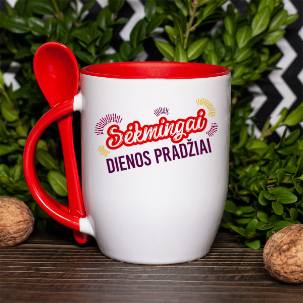Puodelis su šaukšteliu "Sėkmingai dienos pradžiai" Puodelis su šaukšteliu "Sėkmingai dienos pradžiai"
