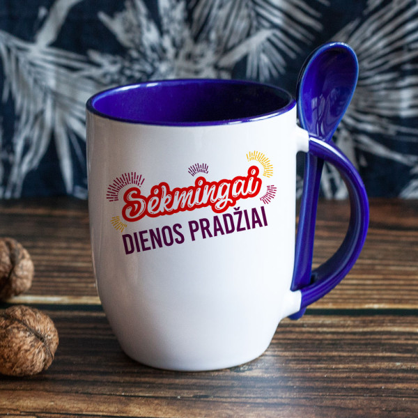 Puodelis su šaukšteliu "Sėkmingai dienos pradžiai" Puodelis su šaukšteliu "Sėkmingai dienos pradžiai"