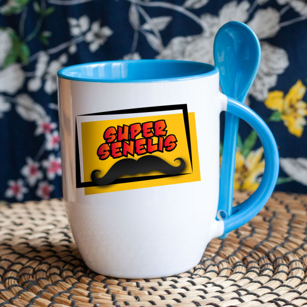 Puodelis su šaukšteliu "Super senelis" Puodelis su šaukšteliu "Super senelis"