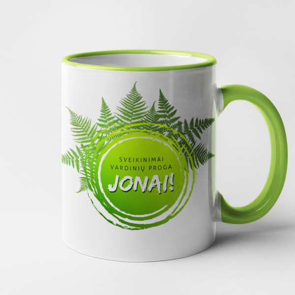 Puodelis "Sveikinimai Jonui"