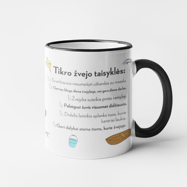 Puodelis "Tikro žvejo taisyklės" Puodelis "Tikro žvejo taisyklės"