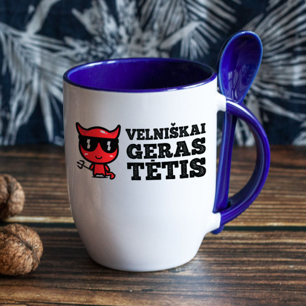 Puodelis su šaukšteliu "Velniškai geras tėtis" Puodelis su šaukšteliu "Velniškai geras tėtis"
