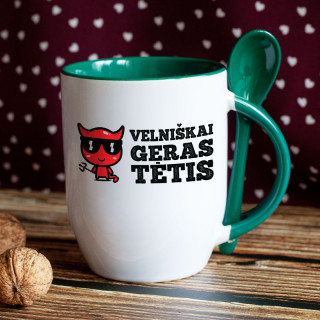 Puodelis su šaukšteliu "Velniškai geras tėtis"