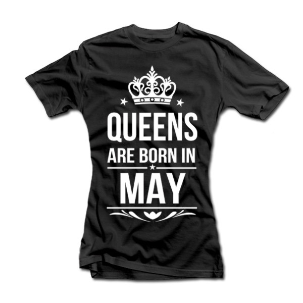 Moteriški marškinėliai "Queens are born" su Jūsų pasirinktu mėnesiu