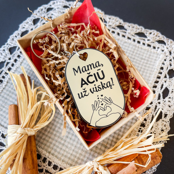 Raktų pakabukas "Mama, AČIŪ už viską" Raktų pakabukas "Mama, AČIŪ už viską"