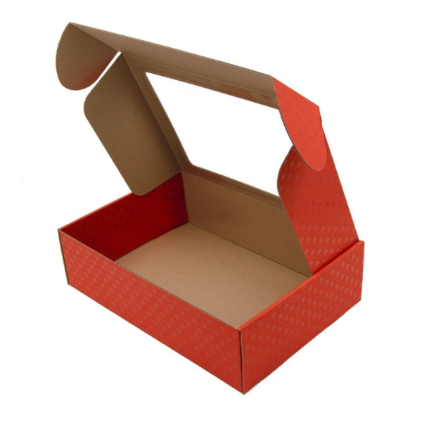 Raudona dovanų dėžutė, su širdelėmis 305x215x85mm Raudona dovanų dėžutė, su širdelėmis 305x215x85mm