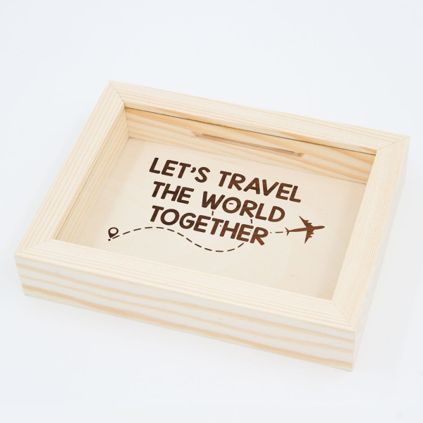 Rėmelis - taupyklė "Let's travel the world together" Rėmelis - taupyklė "Let's travel the world together"