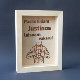 Rėmelis - taupyklė "Paskutiniam jos vakarui" su Jūsų pasirinktu vardu