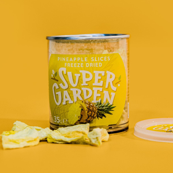 SUPER GARDEN šaltyje džiovinti ananasai, 35g SUPER GARDEN šaltyje džiovinti ananasai, 35g