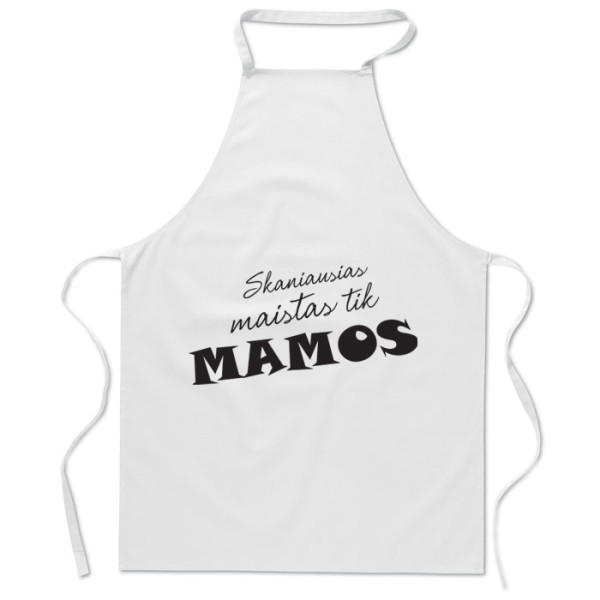 Medvilninė prijuostė "Skaniausias maistas - tik mamos!"