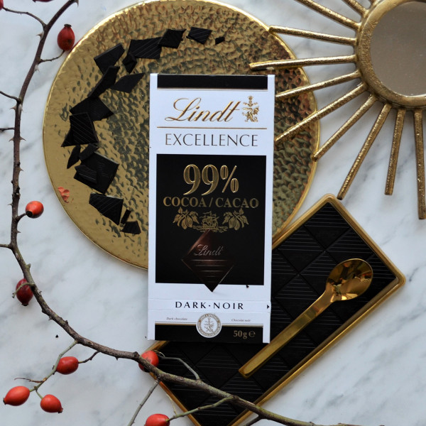 "LINDT EXCELLENCE" juodasis šokoladas (99%), 50 g "LINDT EXCELLENCE" juodasis šokoladas (99%), 50 g