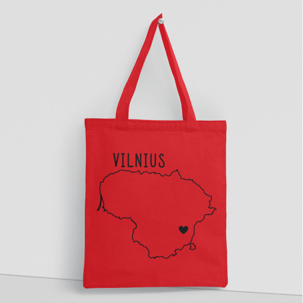 Spalvotas medžiaginis maišelis "Vilnius - širdis" Spalvotas medžiaginis maišelis "Vilnius - širdis"
