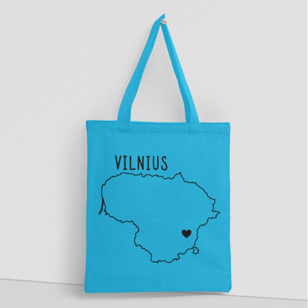 Spalvotas medžiaginis maišelis "Vilnius - širdis" Spalvotas medžiaginis maišelis "Vilnius - širdis"