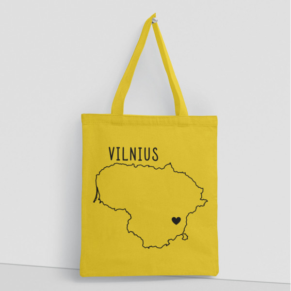 Spalvotas medžiaginis maišelis "Vilnius - širdis" Spalvotas medžiaginis maišelis "Vilnius - širdis"