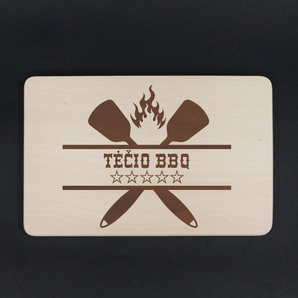Stačiakampė medinė pjaustymo lentelė "Tėčio BBQ" Stačiakampė medinė pjaustymo lentelė "Tėčio BBQ"
