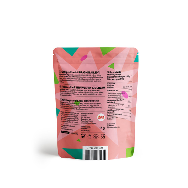 STAR CANDIES šaltyje džiovinti braškiniai ledai, 16g STAR CANDIES šaltyje džiovinti braškiniai ledai, 16g