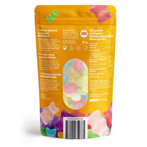 STAR CANDIES šaltyje džiovinti guminukai "Bears", 20g STAR CANDIES šaltyje džiovinti guminukai "Bears", 20g