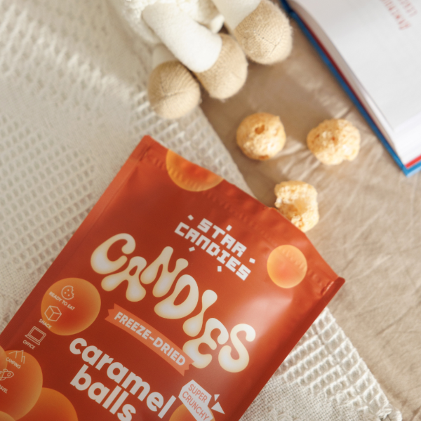 STAR CANDIES šaltyje džiovinti saldainiai "Caramel balls", 40g.