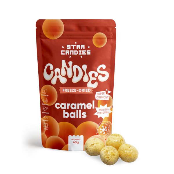 STAR CANDIES šaltyje džiovinti saldainiai "Caramel balls", 40g.