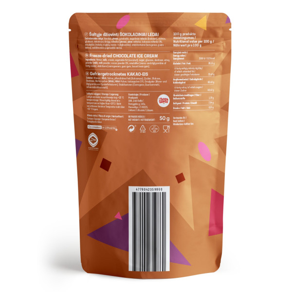 STAR CANDIES šaltyje džiovinti šokoladiniai ledai, 50g STAR CANDIES šaltyje džiovinti šokoladiniai ledai, 50g