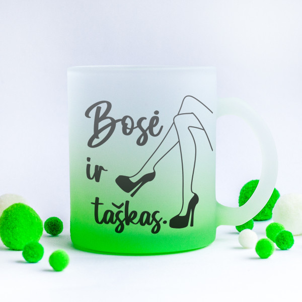 Stiklinis matinis puodelis "Bosė ir taškas" Stiklinis matinis puodelis "Bosė ir taškas"