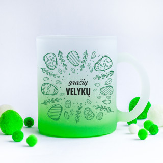 Stiklinis matinis puodelis "Gražių Velykų"