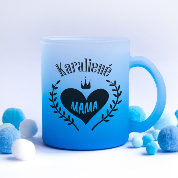 Stiklinis matinis puodelis "Karalienė mama" Stiklinis matinis puodelis "Karalienė mama"