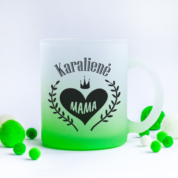 Stiklinis matinis puodelis "Karalienė mama" Stiklinis matinis puodelis "Karalienė mama"