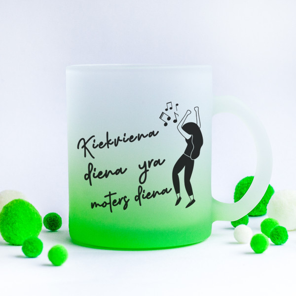 Stiklinis matinis puodelis "Moters diena" Stiklinis matinis puodelis "Moters diena"