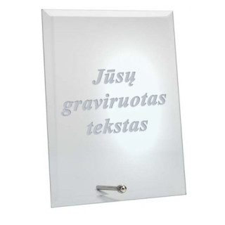 Stiklinis pastatomas stovelis su graviruotu tekstu