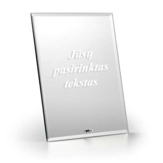 Stiklinis pastatomas veidrodis su graviruotu tekstu