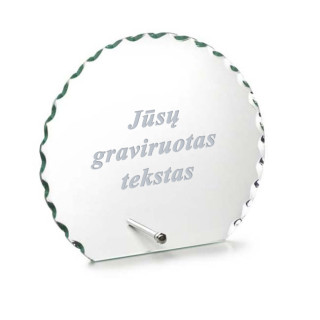 Stiklinis pastatomas stovelis "Saulė" su graviruotu tekstu